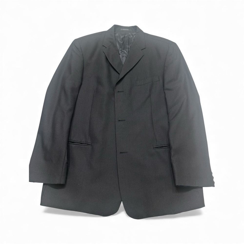 DKNY Men's 42R Pure Wool Pinstripe Blazer Jacket Made in Canada Charcoal